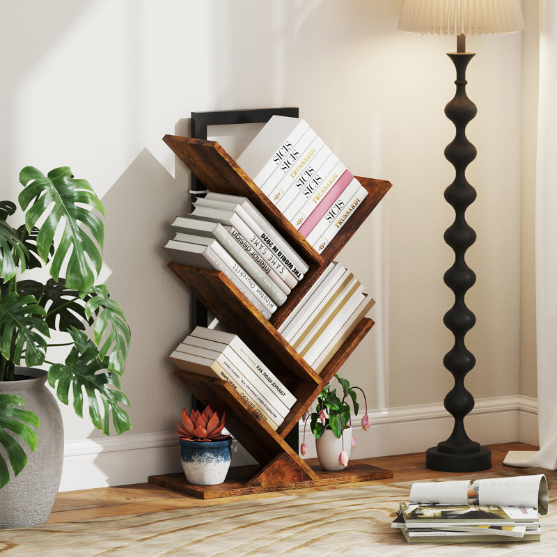 Modern Vertical Steel Bookcase, (5 Shelves) 82cmH x 50cmW x 24cmD