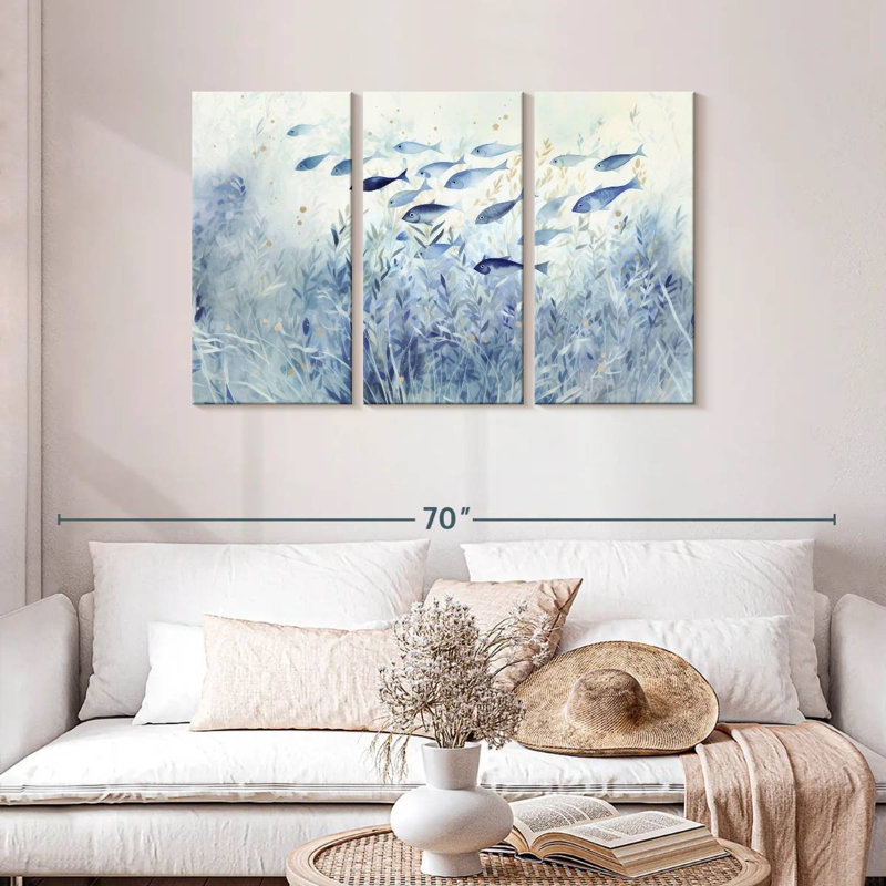 Brampt Blue School Of Fish, 28" H x 45" W