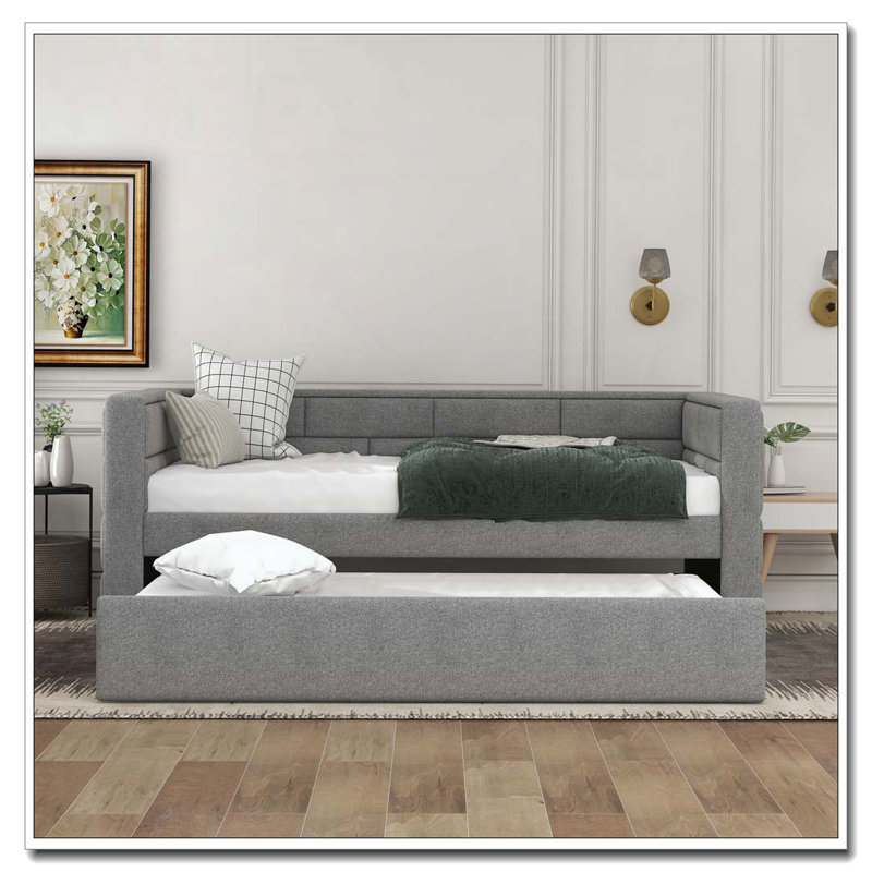 Lit de jour simple avec couchette et lit rembourré avec dossier rembourré