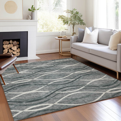 Tapis gris intérieur / extérieur lavable à la machine Lamanna ACN757