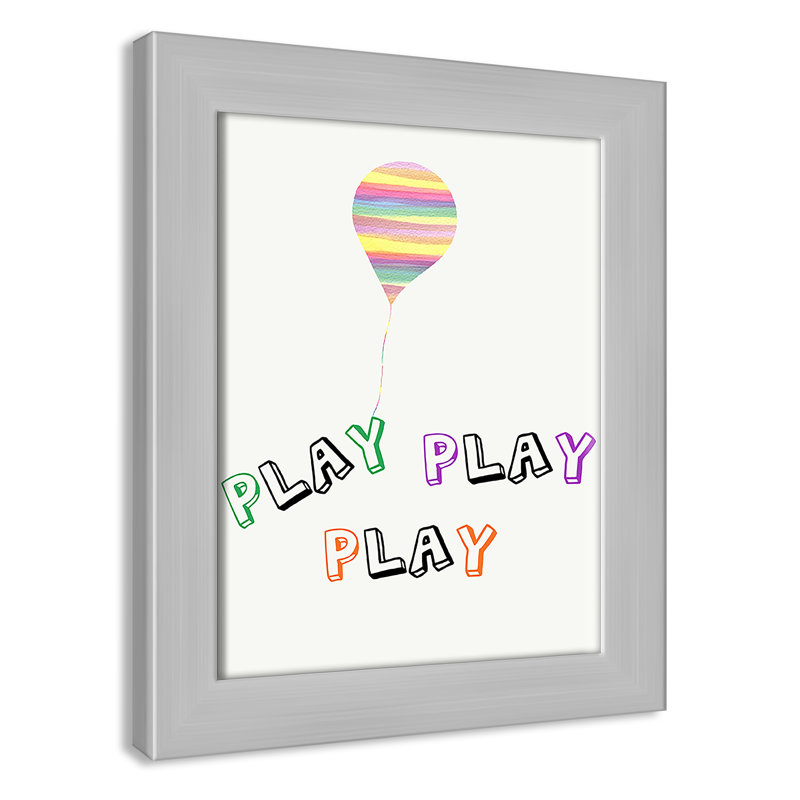 Play Play Play, impression sur papier, H 10 po x l 8 po x P 0,6 po, Encadré plat argent