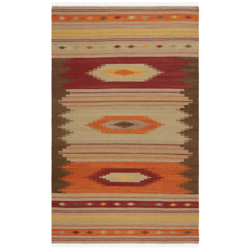 Bennett Hand Woven Wool Southwestern Rug, Rectangle 5' x 8'