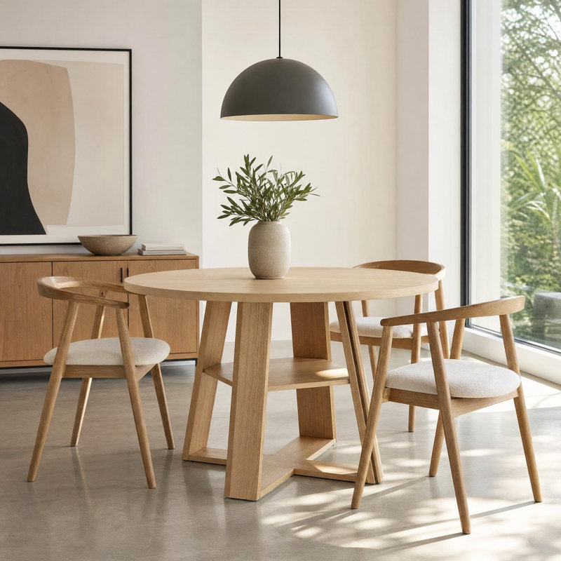 Table de salle à manger 43 po Modern Modern, Natural Wood / Beige