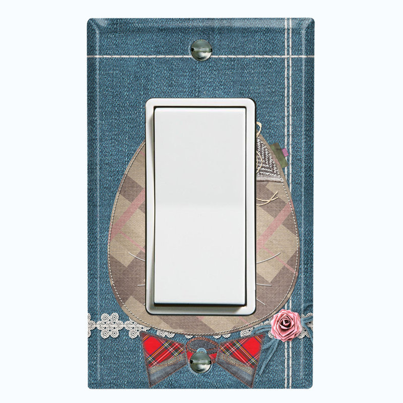 Plaque murale d'interrupteur à bouton-poussoir en patchwork 1 pièce