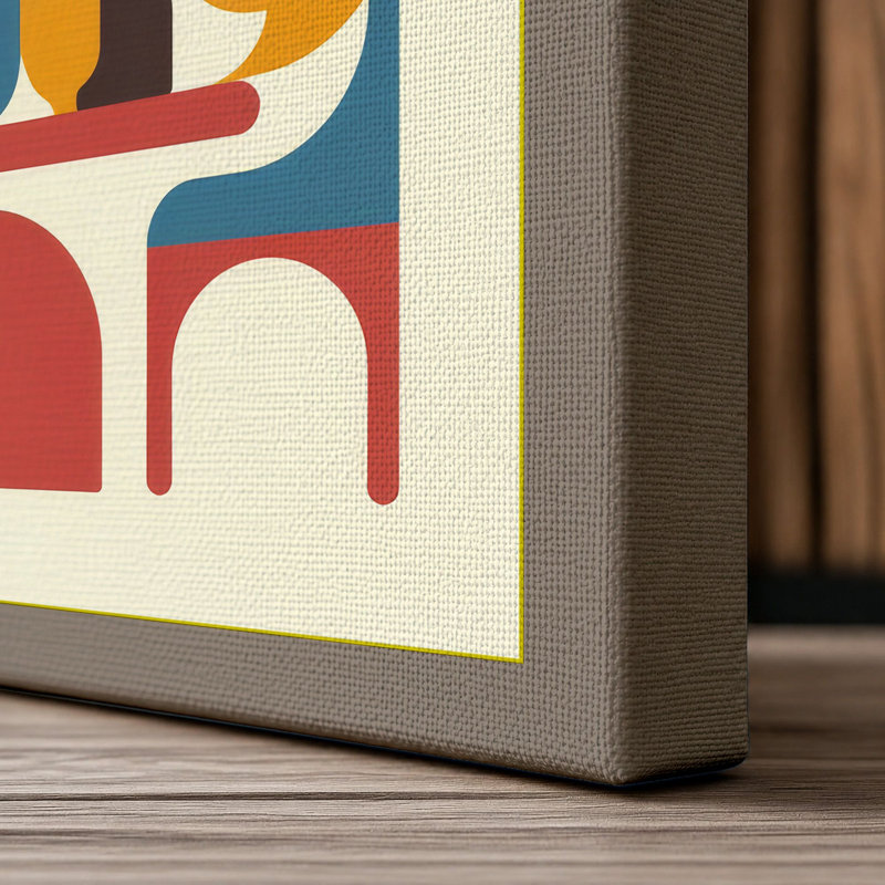Wine Service Modern Mid-Century - Wrapped Canvas, 36x24 - 91.4 x 61.0 cm, Taupe Border