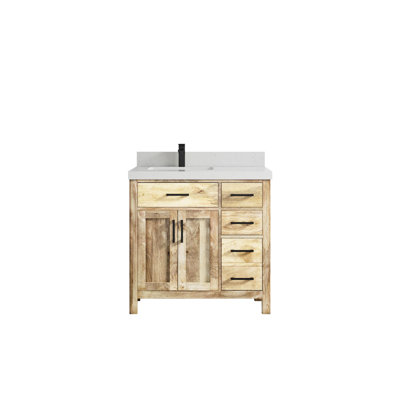 Meuble-lavabo simple 36 po avec plateau en quartz Malibu Mango