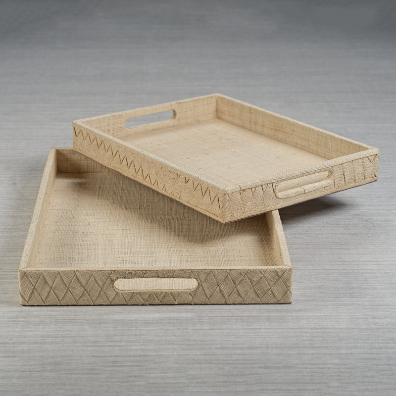 Plateau de service en raphia tissé Trakelia, H 2 po x l 12 po x P 16 po