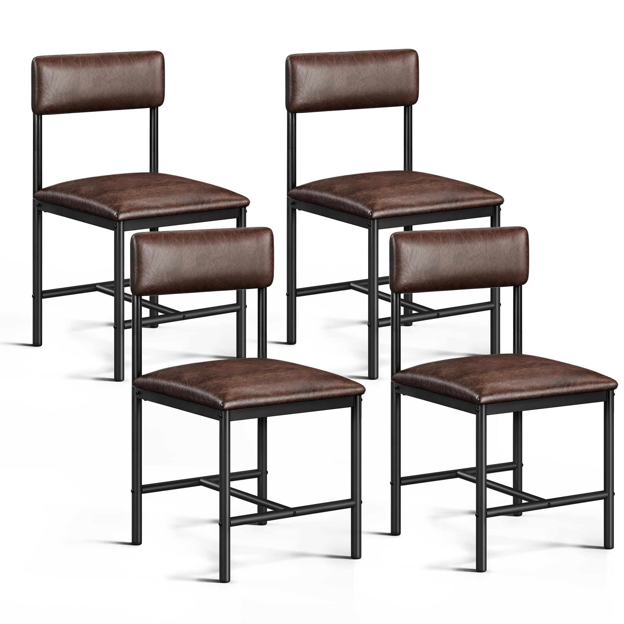 17 Stories 4 Pack Brown Upholstered Dining Chairs Modern Kitchen Chairs