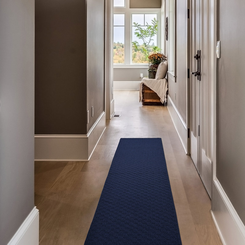 Ebern Designs Nagy Area Rug Navy, Runner 2' x 8'
