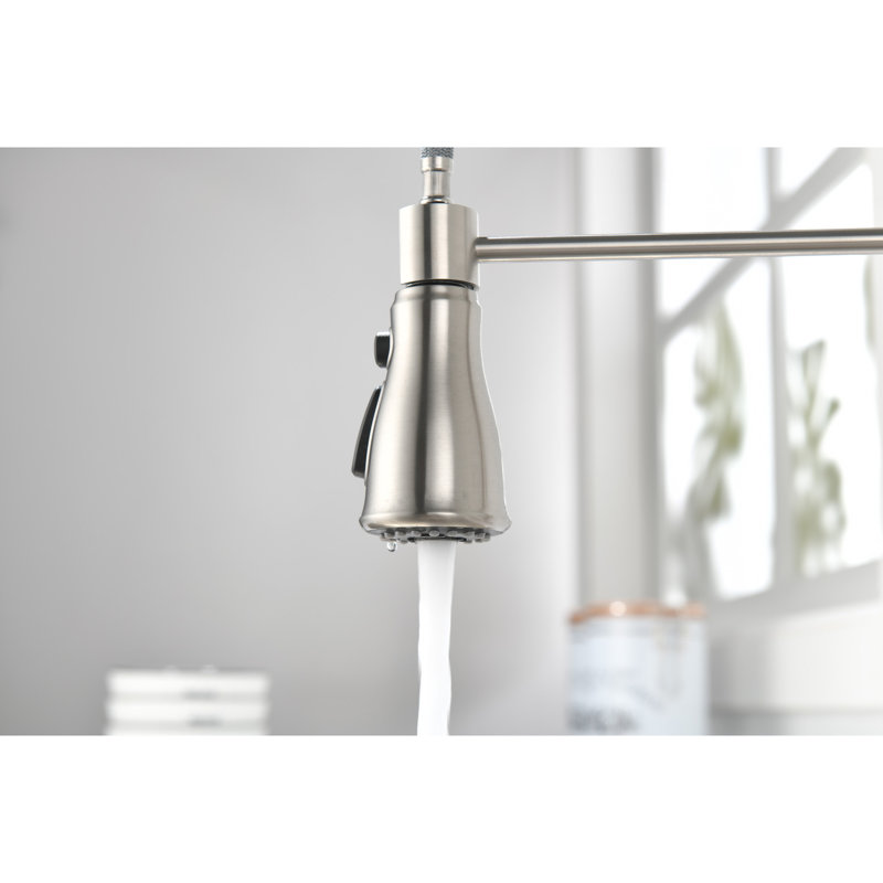 Stainless Steel Touch Faucet With Pull Down Spray - 360-Degree Reach, Corrosion Build Kitchen And Nozzle Rotation,, Nickel