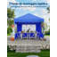 Pop Up Folding Gazebo 3x3m, Waterproof with UV Protection 50+, Height Adjustable, Stable Steel Frame, 4 Side Panels, Pegs, Ropes, Sandbags & Carrying Bag, Garden Patio Camping Party Tent