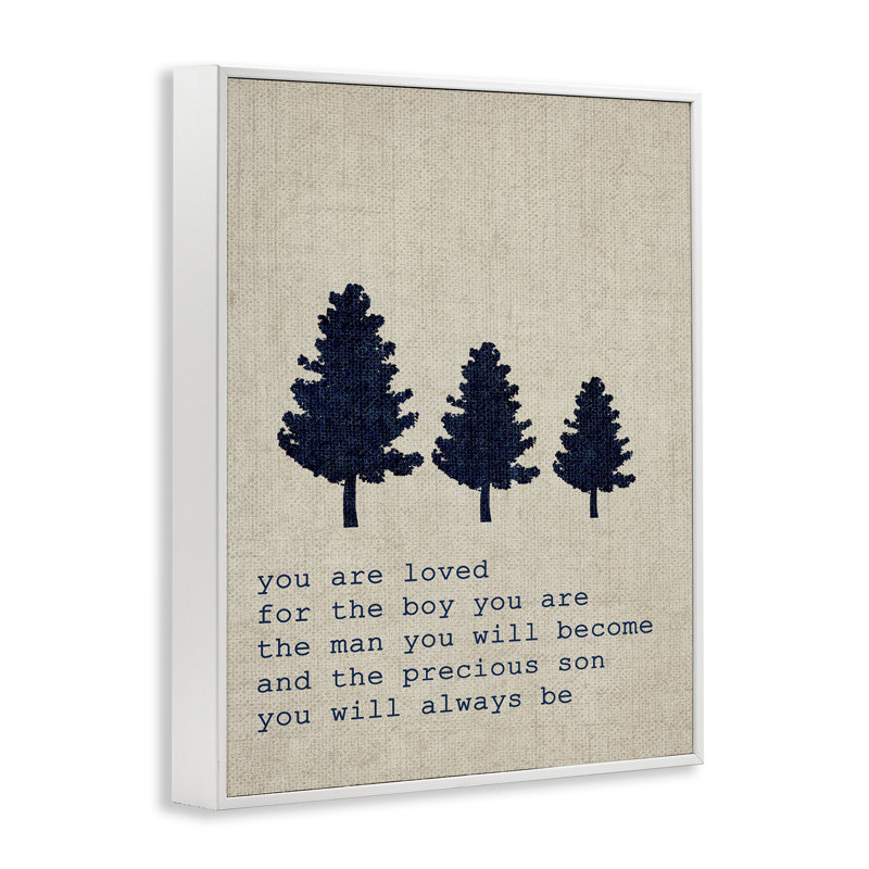 «You Are Loved Son Trees», art textuel, H 20 po x l 16 po, Giclée encadrée blanc bord de mer