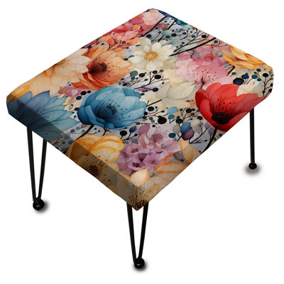 Motif floral multicolore aquarelle fantaisie - Repose-pieds rectangulaire floral