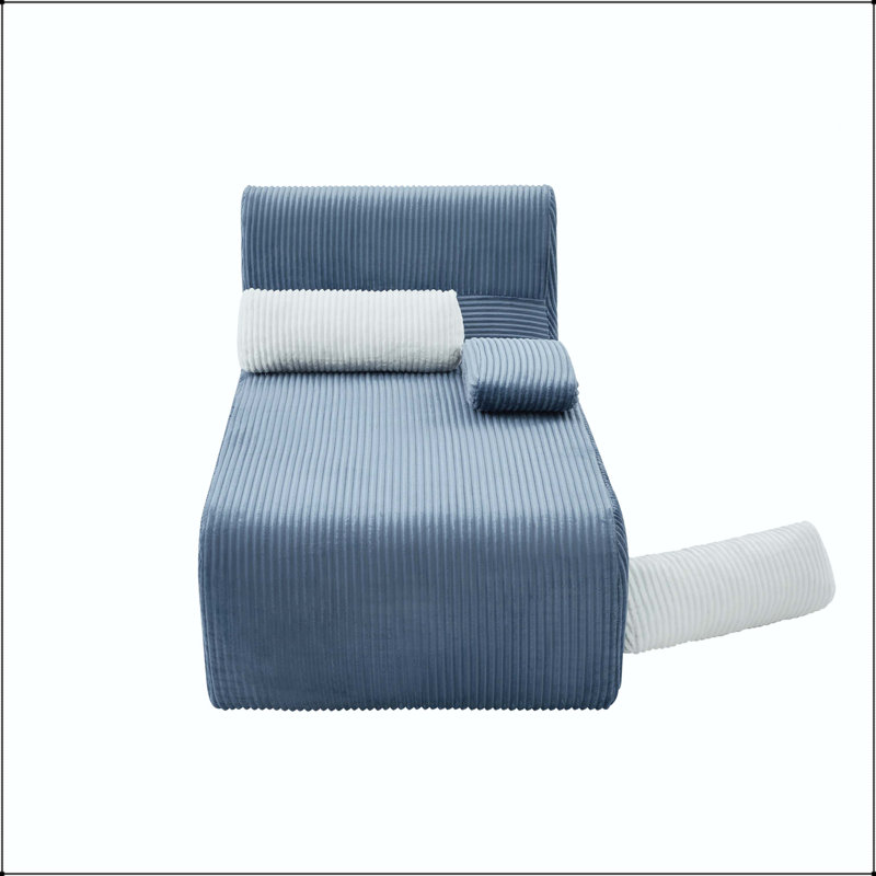 Canapé modulaire en velours côtelé 65,3 po - Comprimé sous vide, sans assemblage, Blue