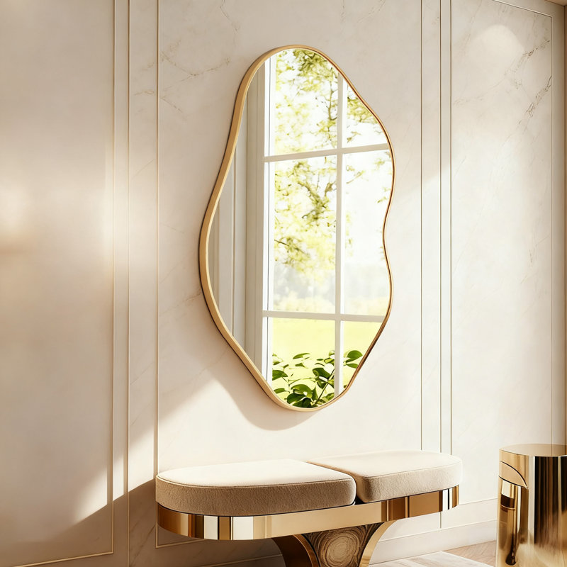 Inrregular Wall Mirror - Wall Mirrors Decorative Asymmetrical Mirror Tempered Glass Aviation Aluminum Alloy Frame For Bathroom, Bedroom, Living Room, Cloakroom, Entryway