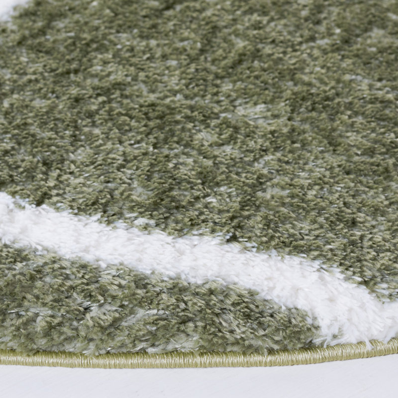 Tapis sauge / blanc Farhanaz, Rond 6 pi 7 po