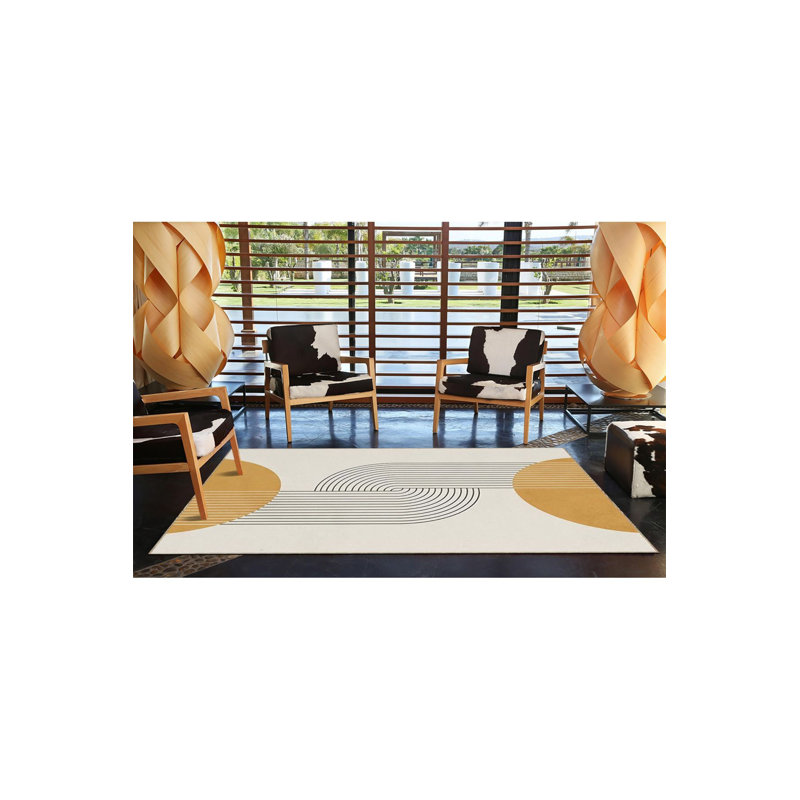 Tapis décoratif tissé à motif moderne lavable à la machine, Sous-tapis carré 4 pi 11 po inclus