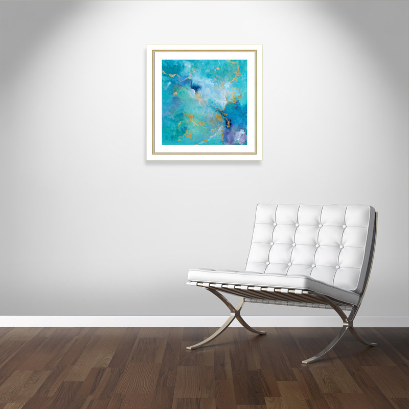 Golden Edge I - peinture encadrée, Cadre blanc et or, H 29,75 po x l 29,75 po x P 1,13 po