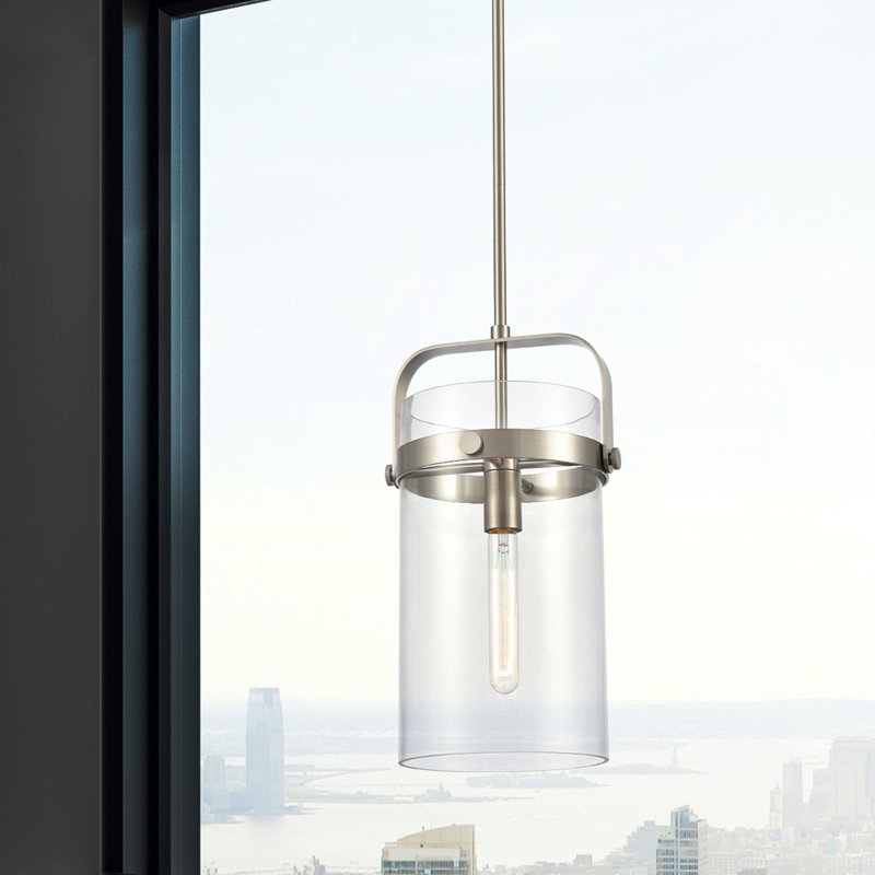 Fenecia 1-Light Dimmable Cylinder Pendant, Brushed Satin Nickel