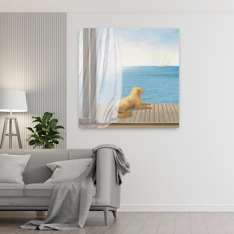 Brise côtière bleue avec animaux, art bleu, H 48 po x l 48 po