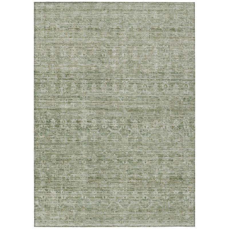 Tapis de sauge Xhevrie intérieur / extérieur lavable à la machine, Rectangle 5 pi x 7 pi 6 po