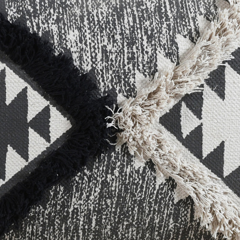Gutirrez Scandi Gray/Black Geometric Upholstered Bench