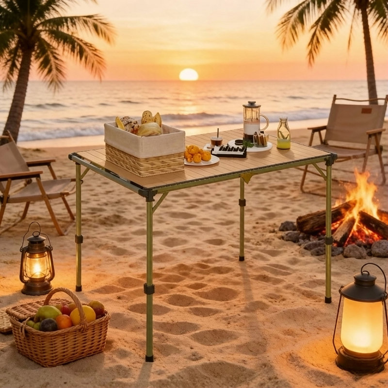 Versatile Outdoor Utility Table,Adjustable Height Folding Camping Table,Portable Picnic Table