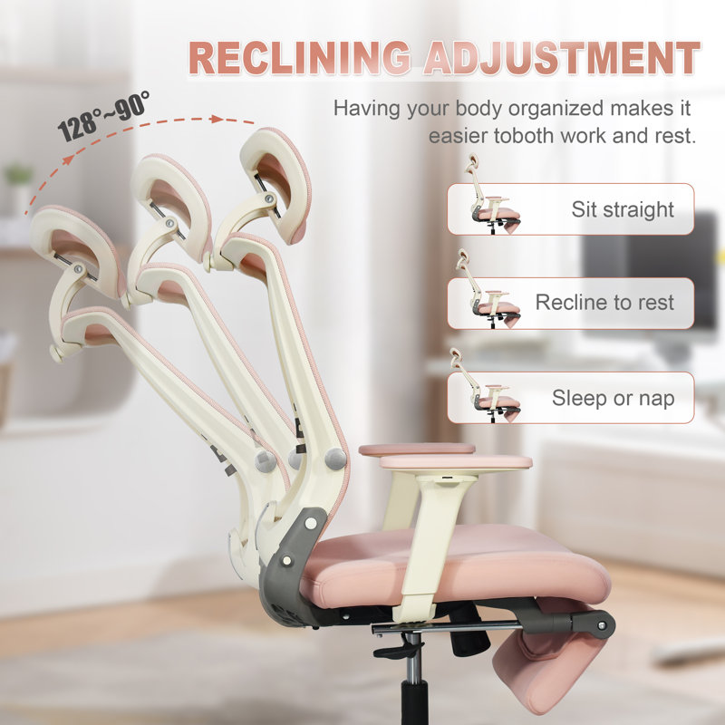 Chaise de bureau Nikaylah, Rose