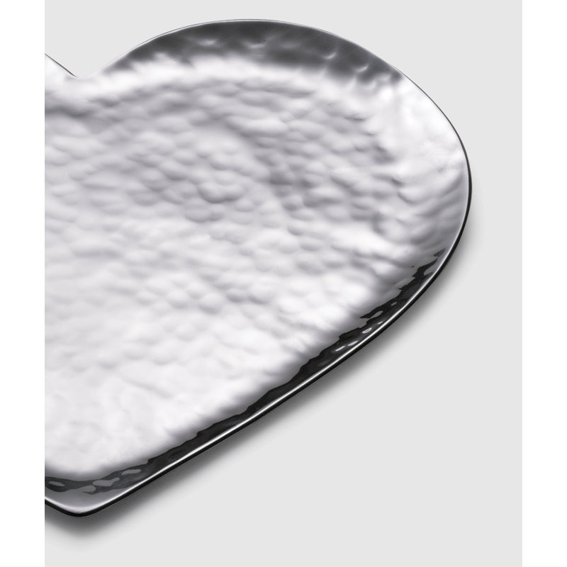 Amore Heart-Shaped Handcrafted Stainless Steel Decorative Tray