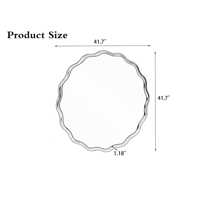 Miroir de salle de bain en bois, Noir, noir, noir, noir, 41,7 po x 41,7 po