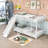 Twin Over Twin Metal Bunk Bed With Slide, Convertible Loft Design And Safety Guardrail-1649801302