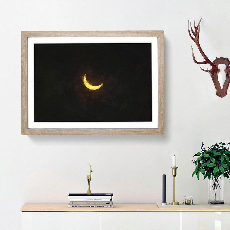 Solar Eclipse - Picture Frame Painting Print, Oak Framed, 45cm H x 63cm W x 2cm D
