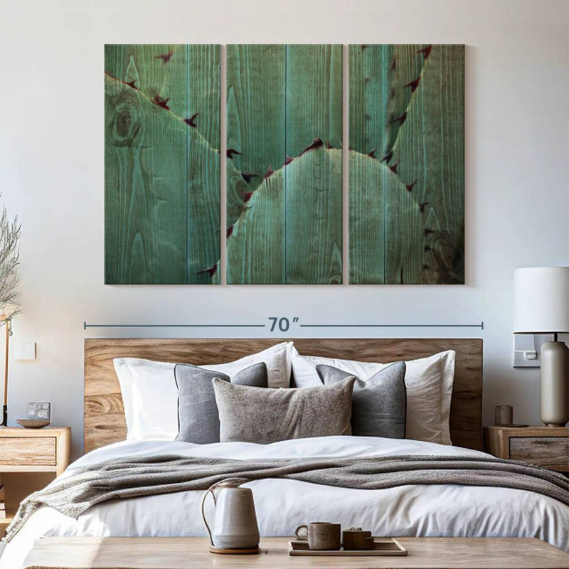 «Succulent Succulent Plant Spikes», reproduction sur toile 3 pièces par brevet, H 42 po x l 65 po x P 1,25 po