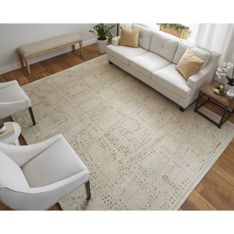 Truxel Modern Polka Dots, Tan/Brown Area Rug, Rectangle 8' x 10'
