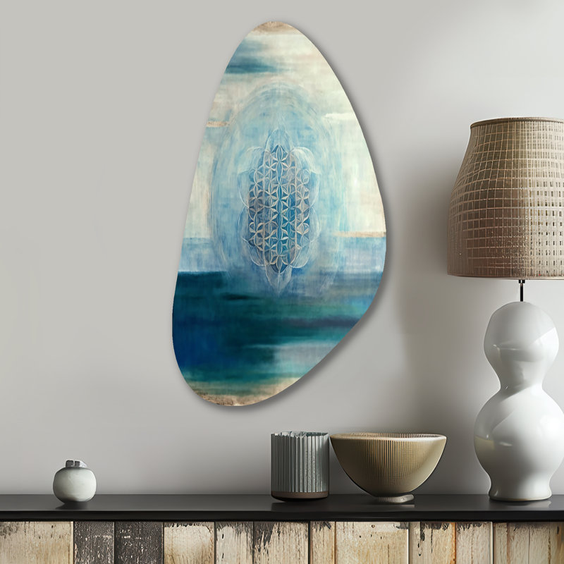 «Antique Sacred Retro Designs IV», art mural asymétrique moderne en métal, H 31 po x l 17 po