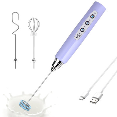 Stainless Steel Handheld Milk Frother Purple