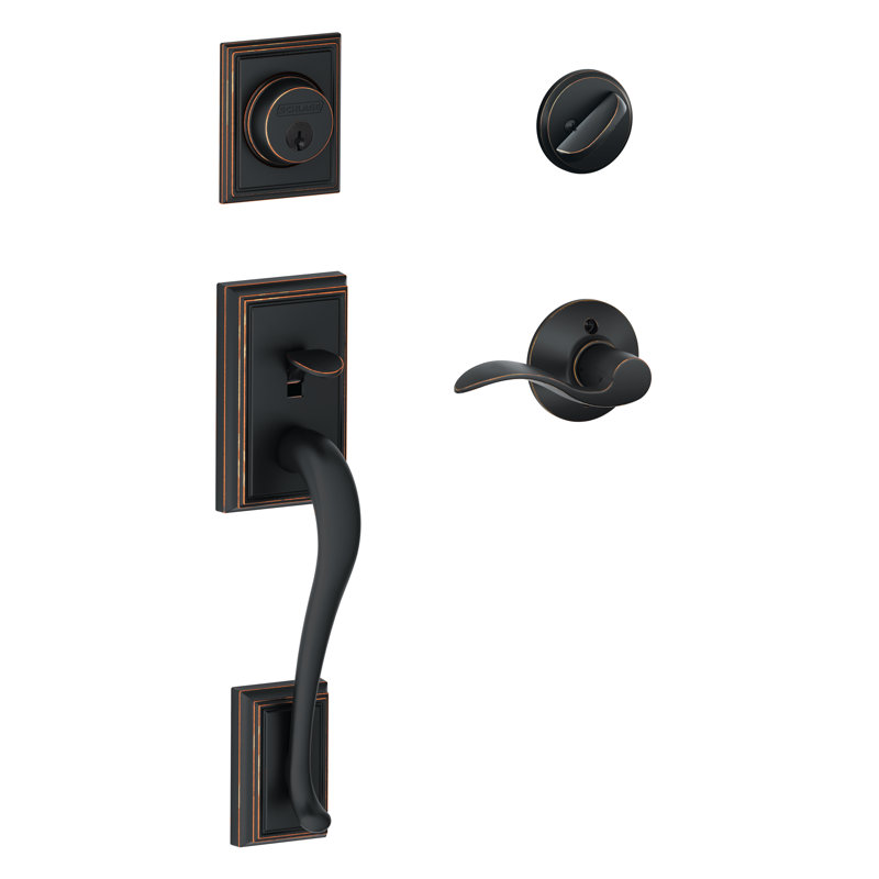 Addison Handleset with Single Cylinder Deadbolt and Accent Door Lever and Rosette, Bright Chrome, Yes, Left 