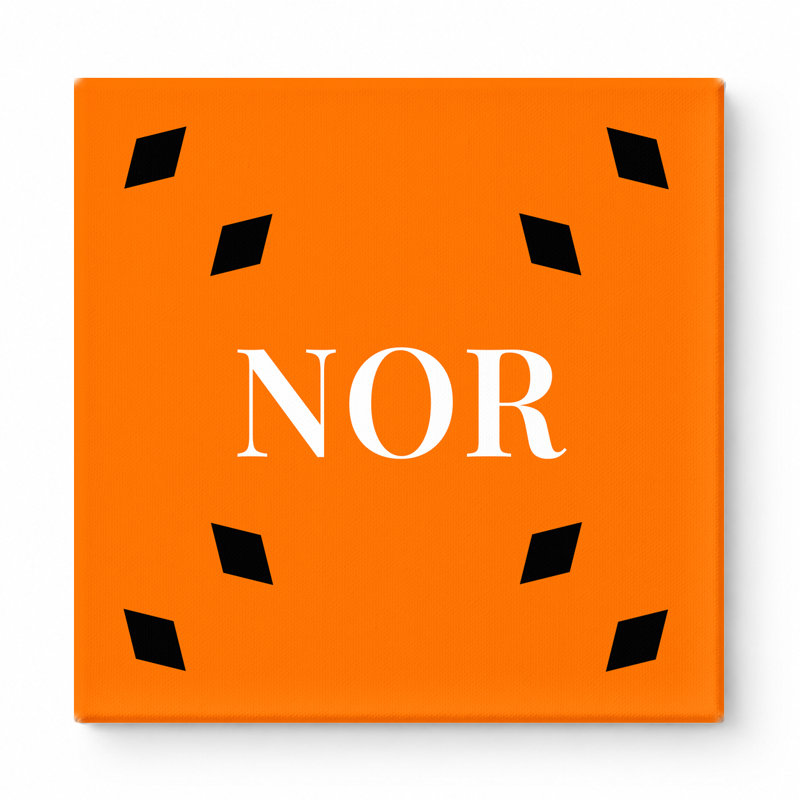 Monogramme de diamants de luxe Norfolk — Noir Orange Blanc, H 16 po x l 16 po