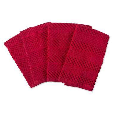 100% Cotton 6 Piece Dish Cloth Set Aspire Linens Color: Red