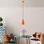 Stylish Adjustable Chandelier, Metal Body, Orange Finish, 5.5 x 7.9 inches Base Plate, 10.6 - 44.9 inches Height | E27 Socket, Max 40W | Elegant Lighting Fixture for Dining Room, Living Room & Entryway-1920975568-1920975569