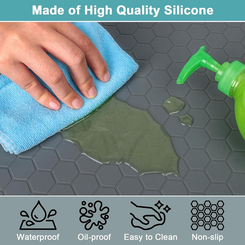 Waterproof Silicone Under Sink Mat, Cabinet And Shelf Liner For Kitchen And Bathroom