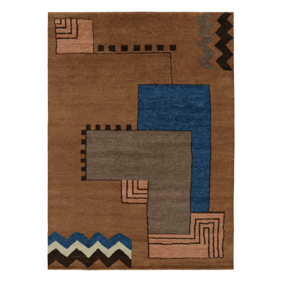Art Deco Hand Knotted Wool Geometric Area Rug