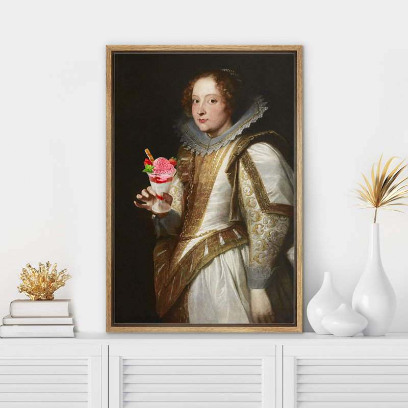 «English British Queen Sundae», H 36 po x l 24 po, Cadre naturel flottant