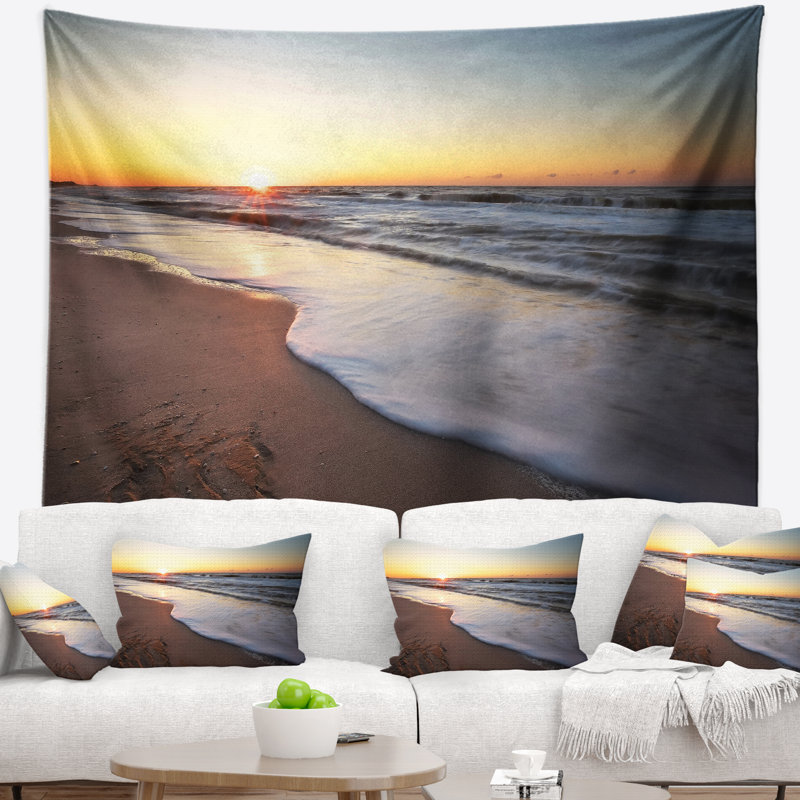 Tapisserie «Seashore Under Fiery Sunset Sky», H 32 po x l 39 po