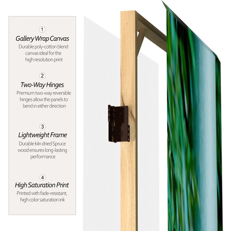 70.88" x 63" Bamboo Tree Double Sided 4 Panel Room Divider, 4, 71" H x 64" W x 1" D
