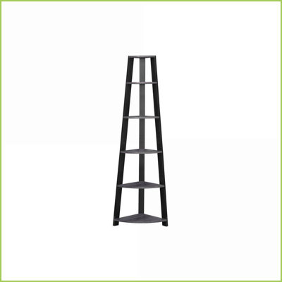 Corner Bookshelf, 5 Tier 71"H Modern | Taupe | Particle Board