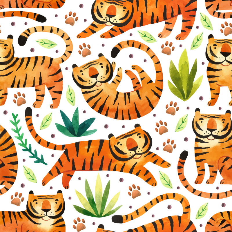 Tigers In Rainforest - Wrapped Canvas Print, 122cm H x 122cm W x 3.8cm D