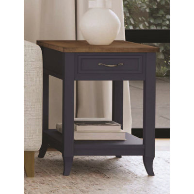 Evadna Navy/ Almond Wood Rectangular End Table
