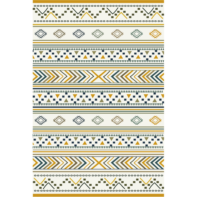 Tapis décoratif multicolore à motif géométrique moderne, Tapis de couloir 3 pi 9,81 po x 6 pi 6,74 po