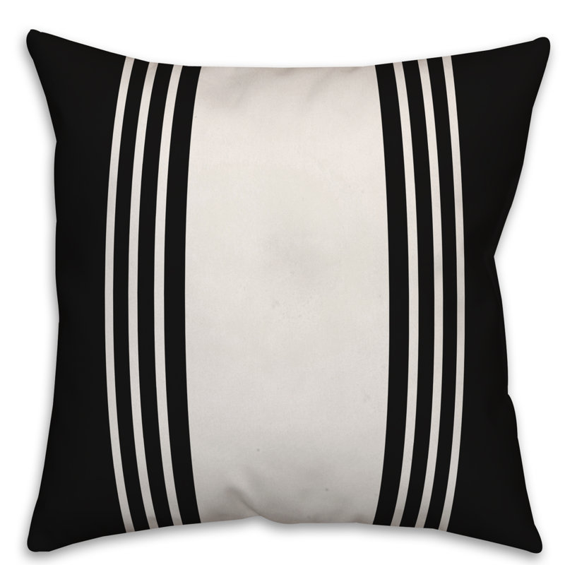 Farmhouse Striped Throw Pillow, 20" x 20", Black, Polyester/Polyfill